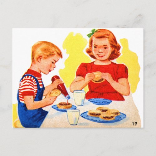 Vintage Hamburgers Kids Postcard