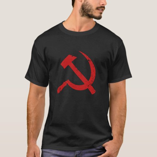 Vintage Hammer and Sickle Symbol Communist T_Shirt