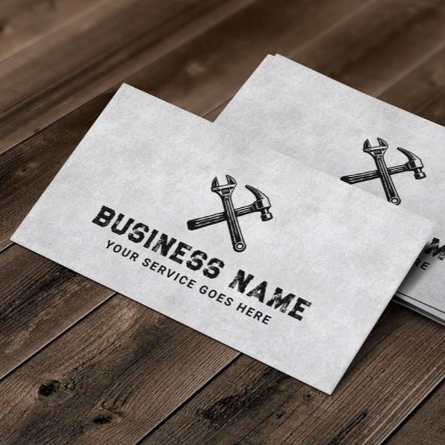 Vintage Hammer & Wrench Handyman Repair Service Business Card (Creator Uploaded)