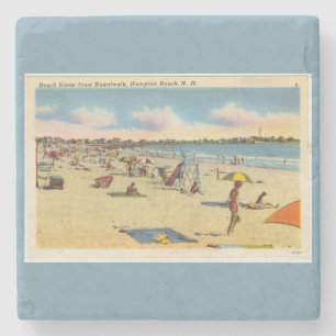 Vintage Hampton Beach Postcard Stone Coaster