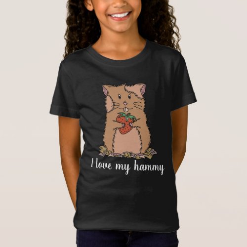 Vintage hamster with strawberry girl T_Shirt