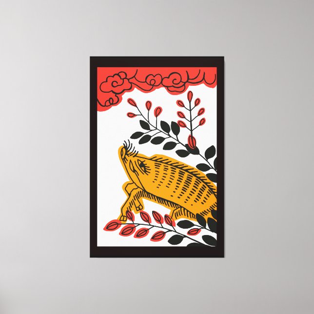 Vintage hanafuda Card Art wrapped canvas XL Print (Front)