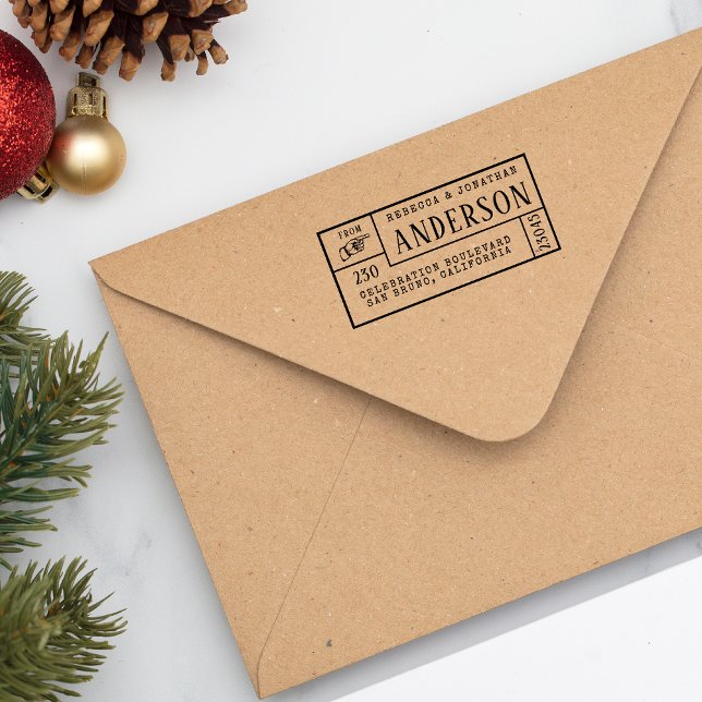 Vintage Hand Classic Family Name & Return Address Self-inking Stamp (Creator Uploaded)