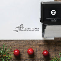 Vintage Hand-drawn Bird & Branch Name & Address