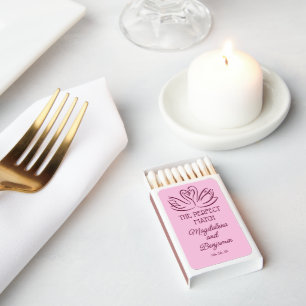 Vintage Hand Drawn Burgundy Swans Retro Wedding Matchboxes