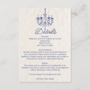 Vintage Hand Drawn Chandelier Wedding Details Enclosure Card