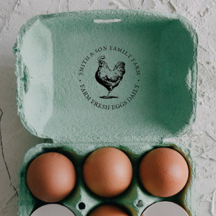 Vintage Hand-drawn Chicken Egg Personalized Rubber Rubber Stamp