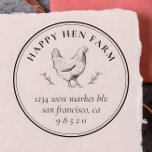 Vintage Hand-drawn Chicken Family Farm Egg Carton Rubber Stamp<br><div class="desc">This self-inking rubber stamp is the perfect addition for your homestead or family farm! Featuring a rustic hand-drawn chicken with branches. You family farm name or business name appear in a classic round typography with your return address details or custom text at the bottom. A clean double circular border frames...</div>