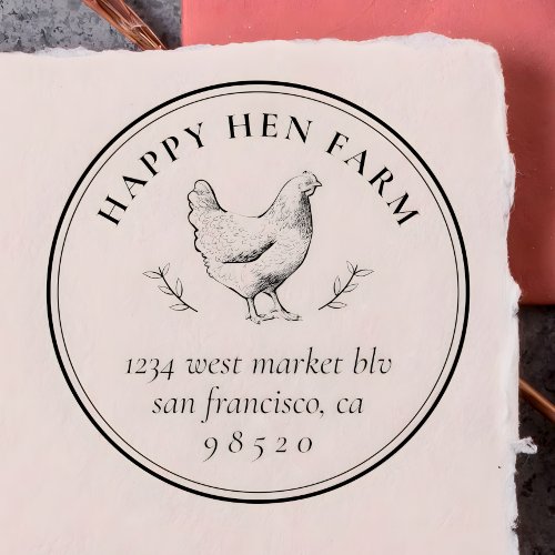 Vintage Hand_drawn Chicken Family Farm Egg Carton Rubber Stamp