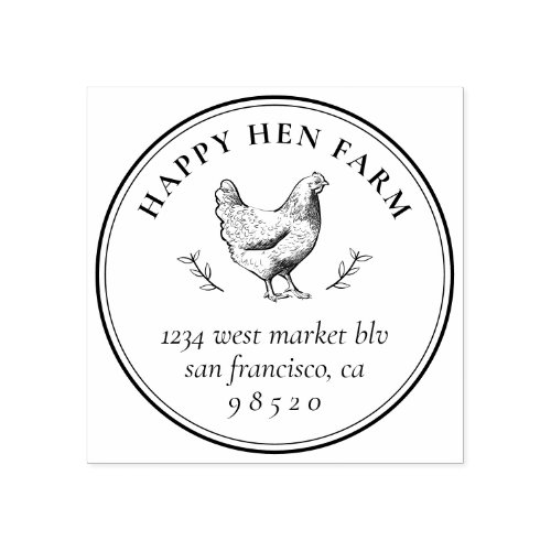 Vintage Hand_drawn Chicken Family Farm Egg Carton Rubber Stamp