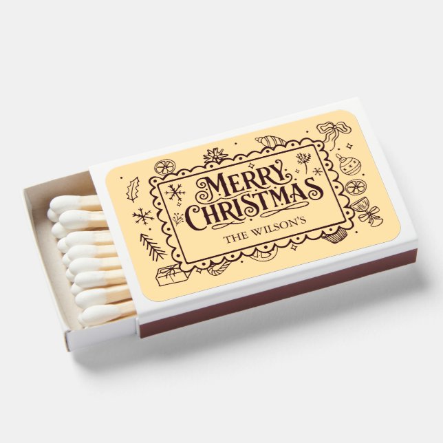  vintage hand drawn christmas  matchboxes (Front Open)