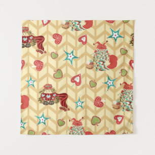 Vintage hand drawn christmas seamless pattern vint tapestry