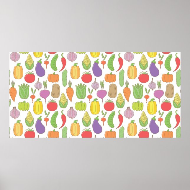 Vintage hand drawn doodle seamless background with poster (Front)