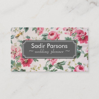 Vintage Hand Drawn Flowers Business Card