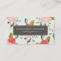 Vintage Hand Drawn Flowers Business Card