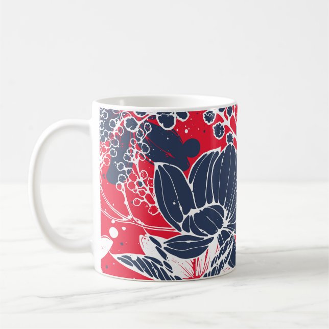 Vintage Hand-Drawn Flowers, Elegant Pattern. Coffee Mug (Left)