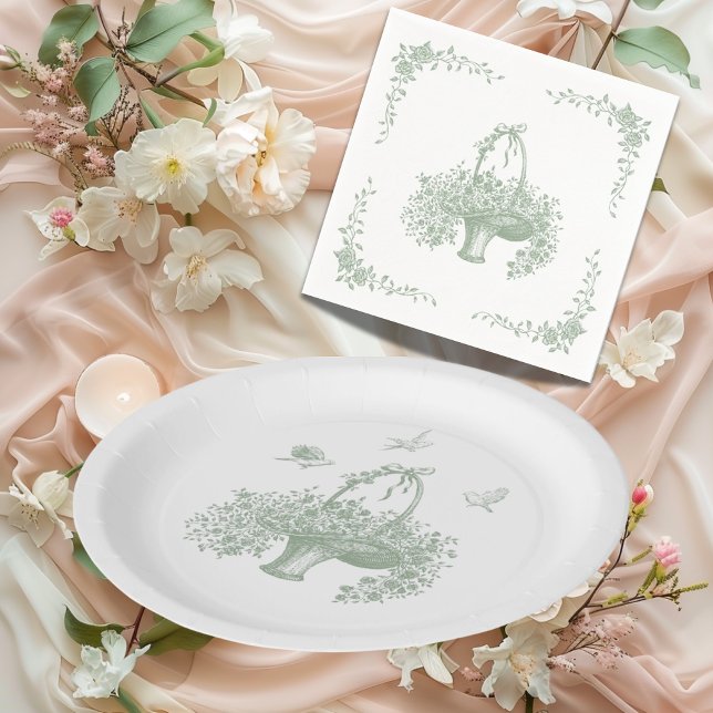 Vintage Hand Drawn Greenery Elegant  Napkins (Creator Uploaded)