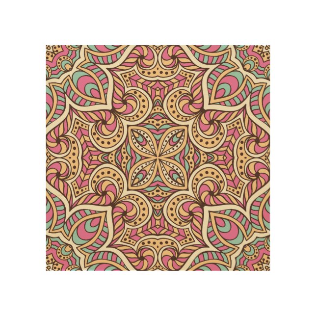 Vintage Hand Drawn Islam Pattern Wood Wall Art (Front)