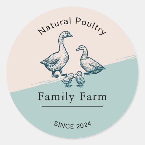 Vintage Hand Drawn Logo for Poultry Farm Classic Round Sticker