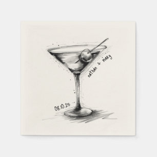Vintage Hand Drawn Martini Glass Classic Wedding Napkins