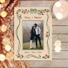 Vintage Hand-Drawn Merry And Married Two Photo