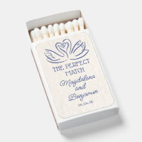 Vintage Hand Drawn Navy Blue Swans Retro Wedding