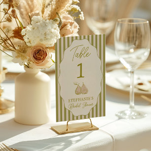 Vintage Hand Drawn Pear Bridal Shower Table Number