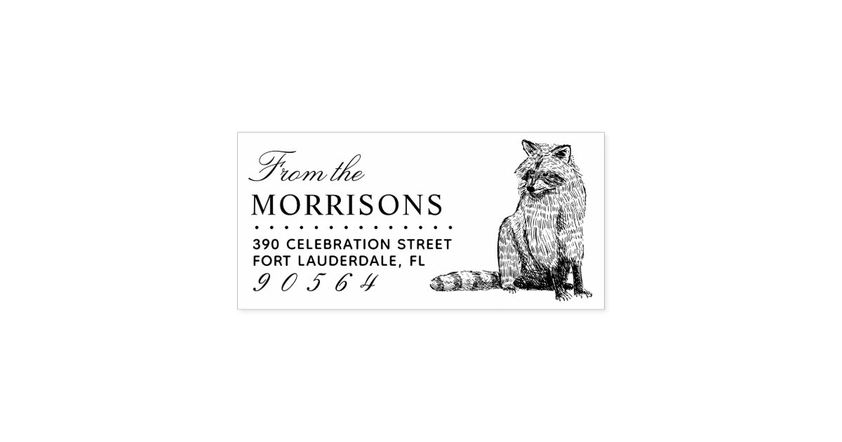 Vintage Hand-drawn Raccoon Name Return Address Rubber Stamp | Zazzle