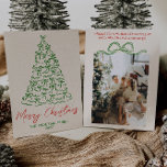 Vintage Hand Drawn Ribbons Tree Photo Christmas Holiday Card<br><div class="desc">If you are looking for a simple minimalist beautiful and easy editable Christmas card. This one is perfect for you. And as you see the design features a green hand made and drawn Christmas tree made of ribbons. With red hand written typography of MERRY CHRISTMAS. And your family name and...</div>
