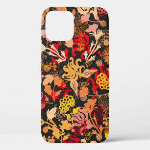 Vintage hand drawn seamless floral pattern iPhone 12 case