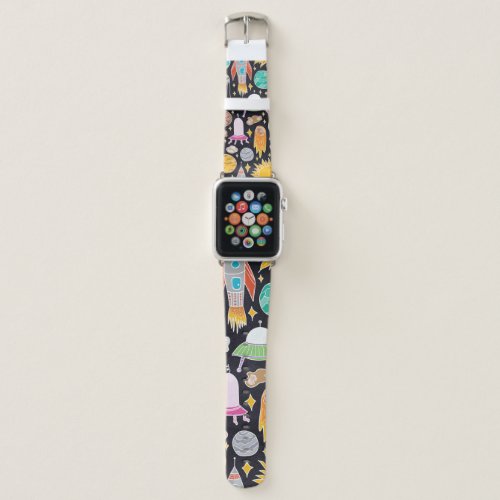 Vintage hand drawn seamless pattern with doodle sp apple watch band