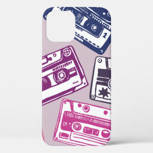 vintage hand-drawn seamless pattern with old audio iPhone 12 case