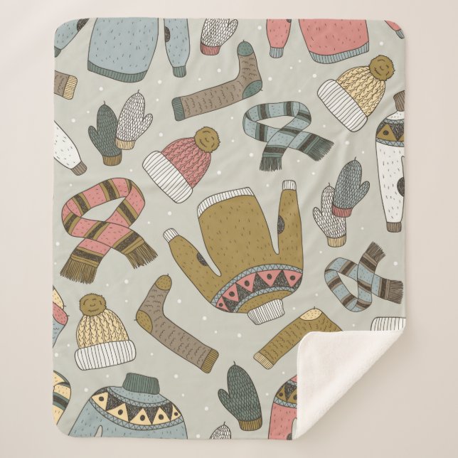 vintage hand drawn seamless pattern with  sherpa blanket (Front)