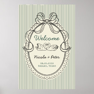 Vintage Hand Drawn Swan Wedding Welcome Sign