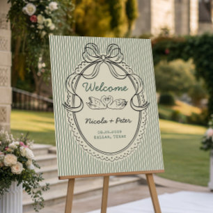 Vintage Hand Drawn Swan Wedding Welcome Sign