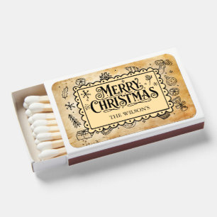 Vintage Hand-Drawn Whimsical Christmas Matchboxes