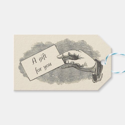 Vintage Hand Holding Card Thank you for Coming  Gift Tags