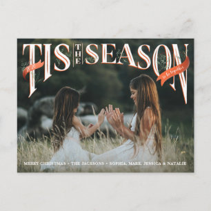 Vintage Hand Lettered Tis The Season Photo Invitation Postcard