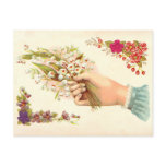 Vintage Hand of Love Thank You with Flowers Postcard