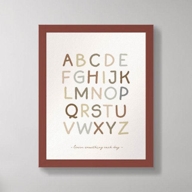 Vintage Hand Painted Alphabet Nursery Room Framed Art (Framed Front)