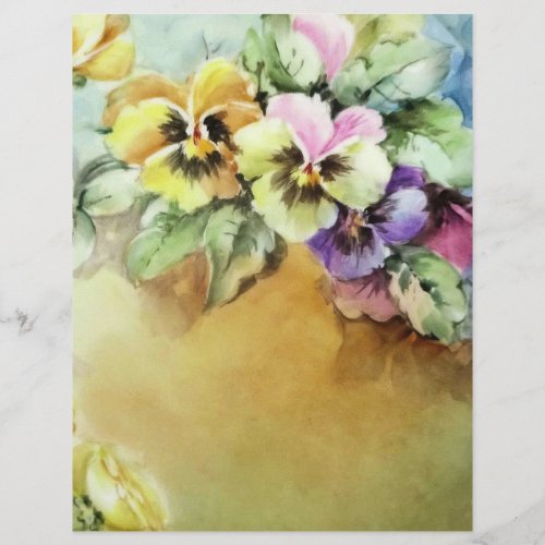Vintage Hand Painted Pansy Floral Art Craft Paper
