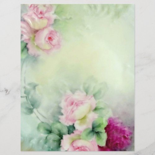 Vintage Hand Painted Roses Floral Art Craft Paper