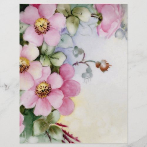 Vintage Hand Painted Roses Floral Art Craft Paper