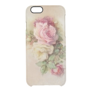 Vintage Hand Painted Style Roses Clear iPhone 6/6S Case