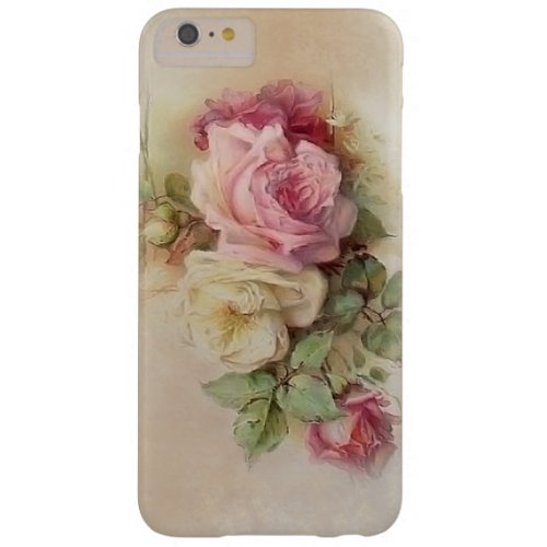 Vintage Hand Painted White and Pink Roses Barely There iPhone 6 Plus Case