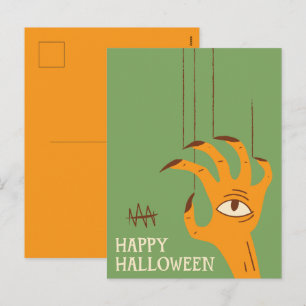 Vintage Hand Puppet Halloween Holiday Postcard