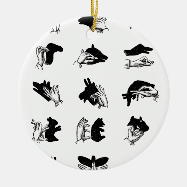 Vintage Hand Puppet Shadow Games Ceramic Ornament (Front)