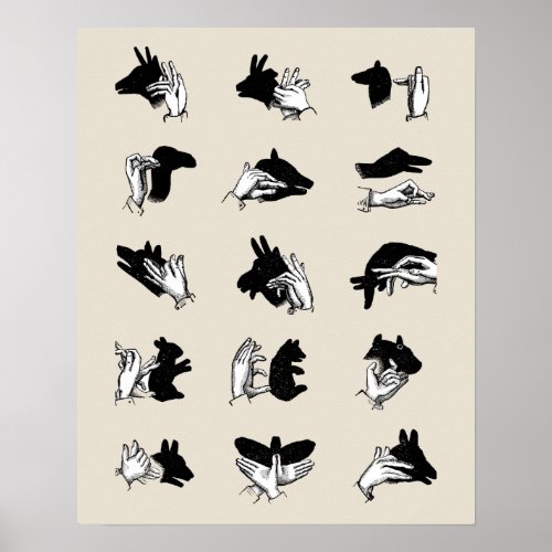 Vintage Hand Puppet Shadow Games Poster