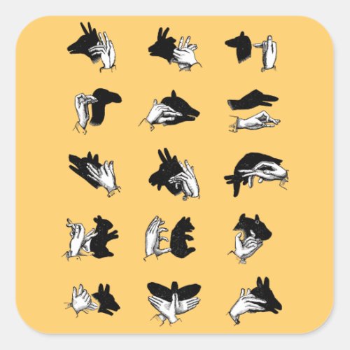 Vintage Hand Puppet Shadow Games Square Sticker