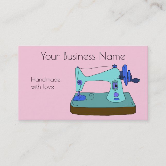 Vintage hand sewing machine customisable business card (Front)